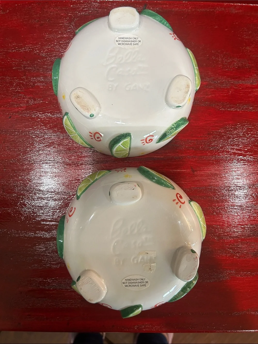 VTG 1980's Bella Casa Ganz-Lime Slices 3D Footed Bowl Dips-Guacamole/Salsa
